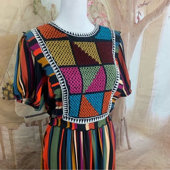 NEW Farm Rio EXTRAORDINARY EMBROIDERED VISCOSE MIDI DRESS IN WARMING STR… - Picture 7 of 14